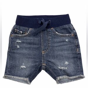 GAP Navy Waistband Distressed Denim Shorts